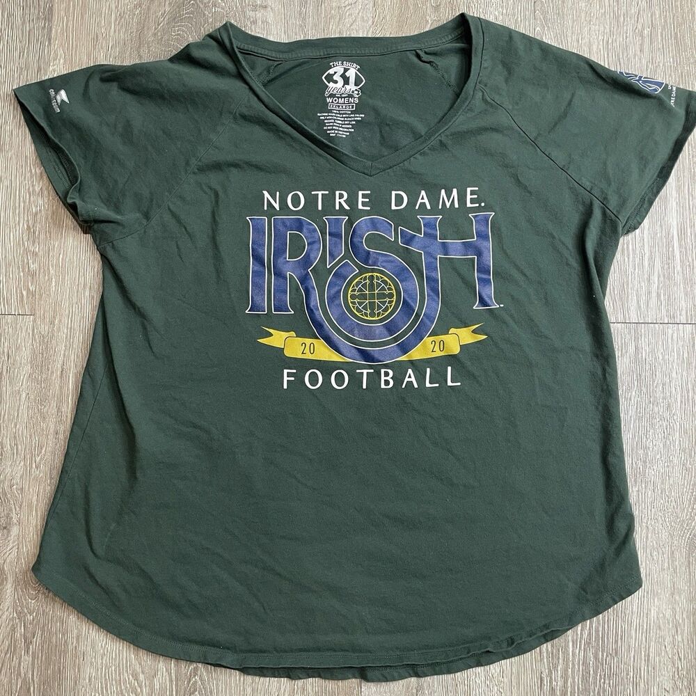 University of Notre Dame Football Short Sleeve T Shirt Green Men's Size XXL 2XL